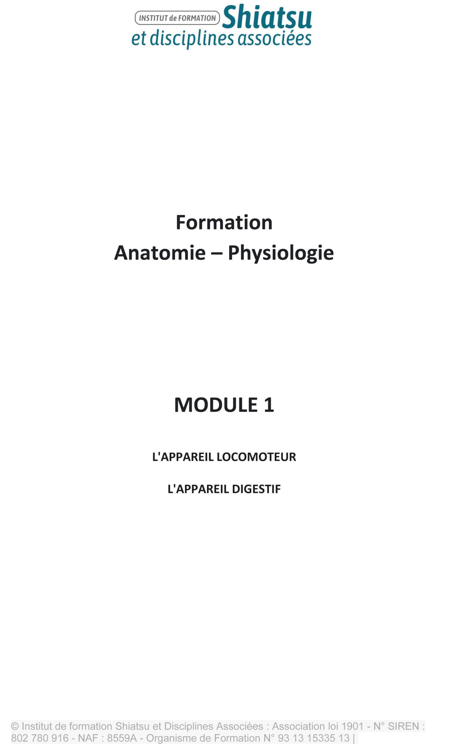 Anatomie / Physiologie – Module 1