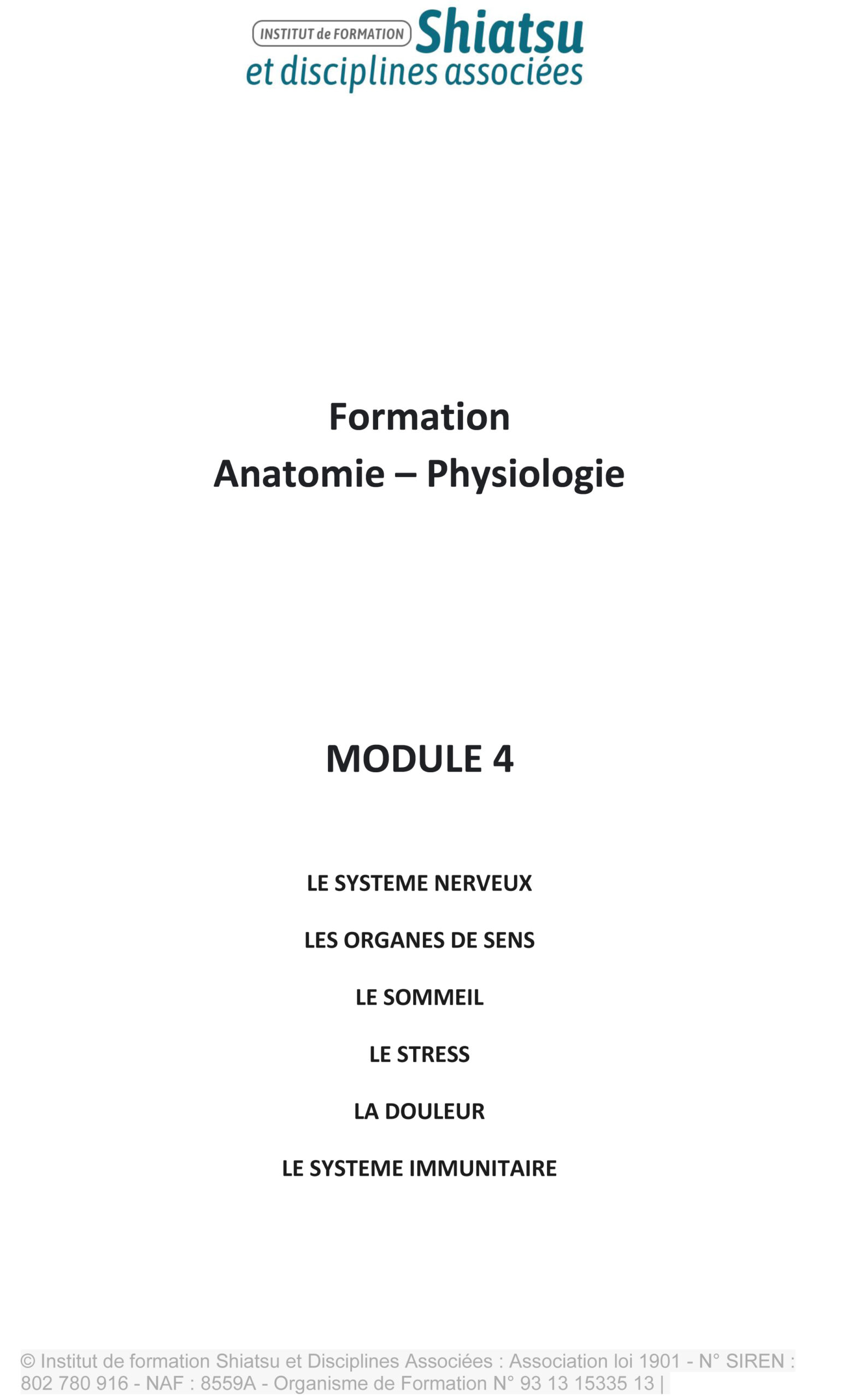 Anatomie / Physiologie – module 4