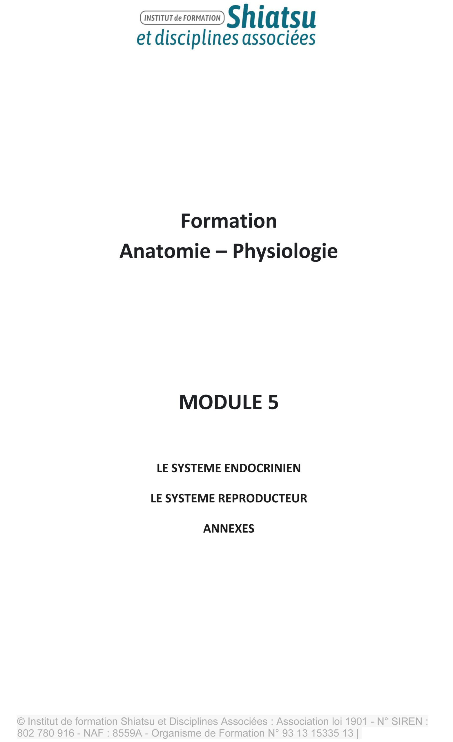 Anatomie / Physiologie – module 5